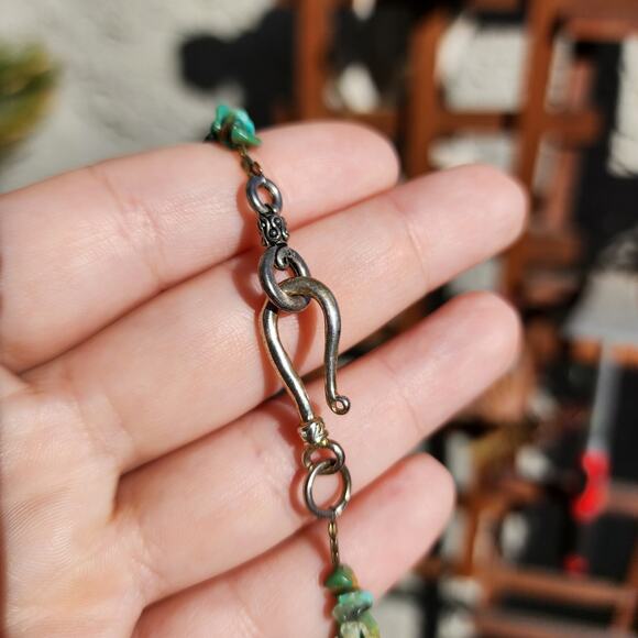 Vtg Royston Turquoise Necklace Blue Green Brown Graduated Nugget Chip Beaded - Picture 10 of 12